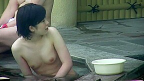Nude Japanese college girl at the Spa