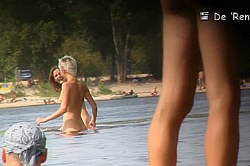 Nude amateur is having entertainment on beach
