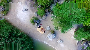 Nude beach sex, video taken by a drone