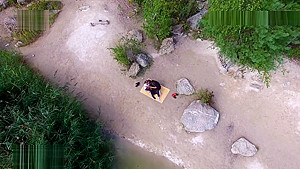 Nude beach sex, video taken by a drone
