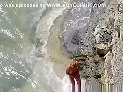 Nudist bathing sea water and blowjob