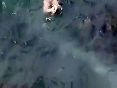 Nudist bathing sea water and blowjob