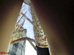 Oops upskirt action with sexy pantyhose and panties