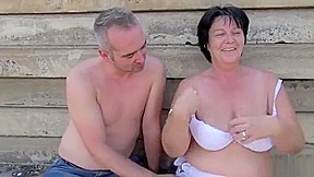 Outdoor granny fuck
