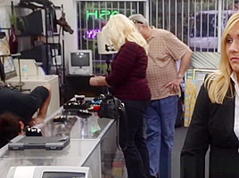Pawnshop milf cocksucks out the back for cash