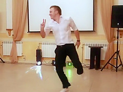 Peeking up her skirt during a dance