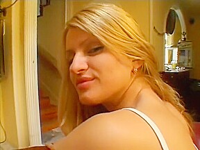 Petite blonde has two horny studs filling her tight holes with their long cocks