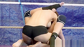Petite wrestling lesbians play with strapon