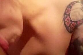 Pierced nipple blowjob
