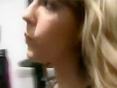 Playful girl masturbating in public