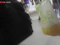 Plump upskirt butt demonstrated by exciting blonde