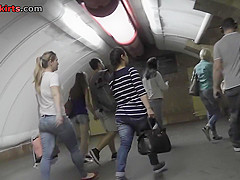 Plump upskirt butt demonstrated by exciting blonde
