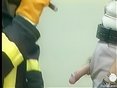 Police Office And Fireman Do Indecent Things In The Kitchen
