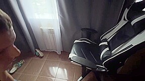 Powerful Fucking With A Cocky Stepfather Standing Doggy Style On A Chair Until He Cums - 392