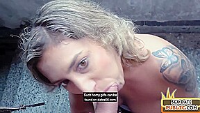 Public Euro MILF POV fucked by date in abandoned building
