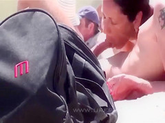 Public nudist beach amateur couple masturbating and fucking