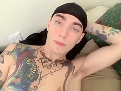 Punk dude Blinx walking around playing with his thick dick