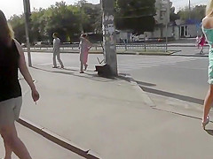 Pussy slip under milf's skirt