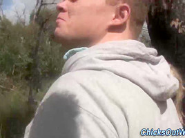 Real amateur fucked outdoors
