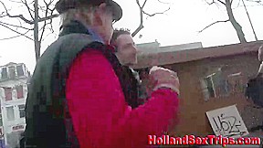 Real blonde prostitute eats rod