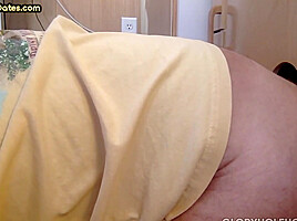 Real gloryhole DILF rimmed and fucked in sling by chubby gay