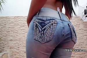 Red Lingerie Brunette Tranny Solo