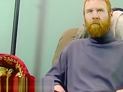 Red hair convict Chris prepares his cock for a blowjob