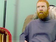 Red hair convict Chris prepares his cock for a blowjob