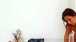Redhead asian masseuse tugging her client