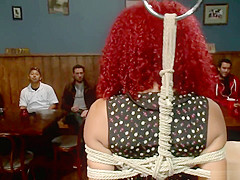 Redhead ebony is rough public fucked