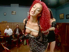 Redhead ebony is rough public fucked