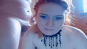 Redhead teen 18+ sucks hard boner on webcam