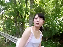 Rumorous braless girl in rural town