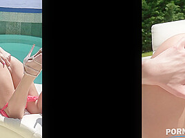 Russian Beauty's Sexy Solo Adult Swim - Wet Pussy gets Dildo - PornWorld