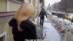 Russian Casting Action With Tiny Blonde