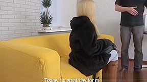 Russian Casting Action With Tiny Blonde