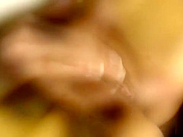Sandra fingers herself on wooden floor