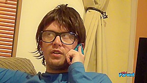 Sara Knight sucks this nerds cock until he cums