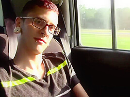 Saxton Todd could not resist and started wanking in the car