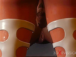Sci-fi fucking machine Hot alien dickgirl fucks hard a black woman in restraints on the exoplanet