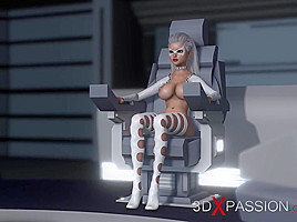 Sci-fi fucking machine Hot alien dickgirl fucks hard a black woman in restraints on the exoplanet