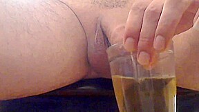 Self piss handjob and drinck piss with gum