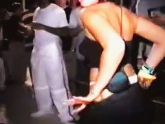 Sexy Latina in jeans flashes tits and ass at outdoor party