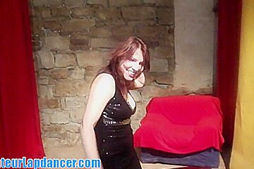 Sexy beginner lapdances in glittering dress