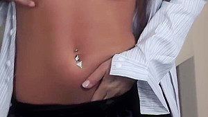 Sexy busty blonde rides big dildo