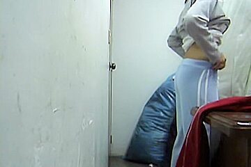 Sexy butted girl cannot decide what pants to put on