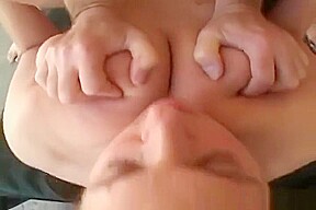 Sexy fat chick gets a load of cum on her face