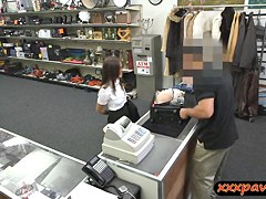 Sexy latina stewardess fucked by pawn man to earn money