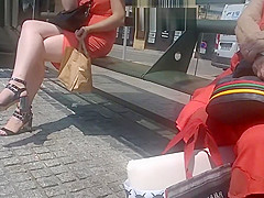 Sexy legs     waiting for the bus