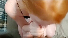Sexy redhead sucking bf dick then fucks from behind